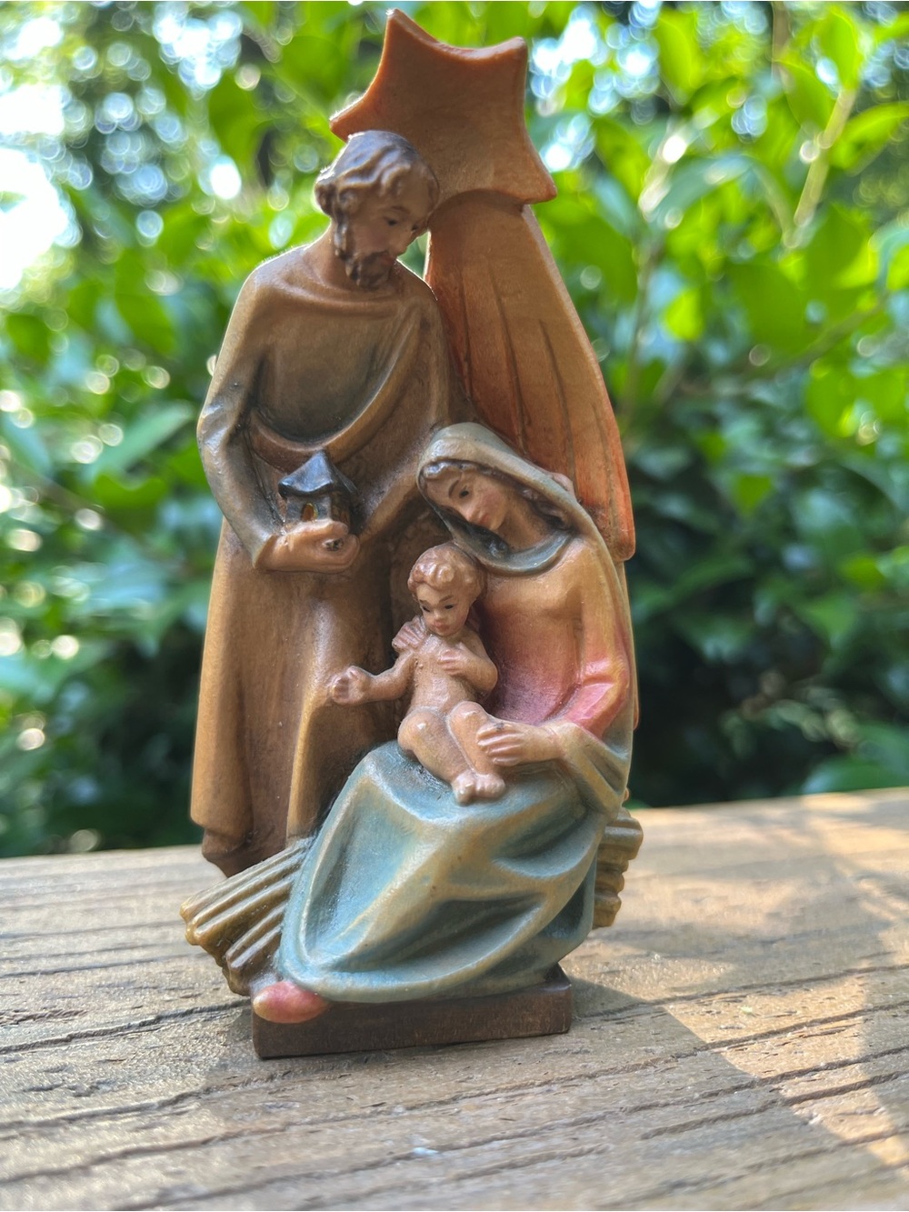 4” Anri Holy Family Nativity Woodcarving (Hand-Painted) in Beautiful Condition